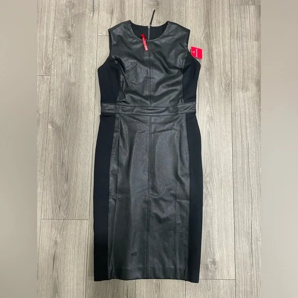 SPANX Leather-Like Combo Fitted Dress Sz Medium NWT - threedaughtersproperties.com SPANX Leather-Like Combo Fitted Dress Sz Medium NWT - threedaughtersproperties.com